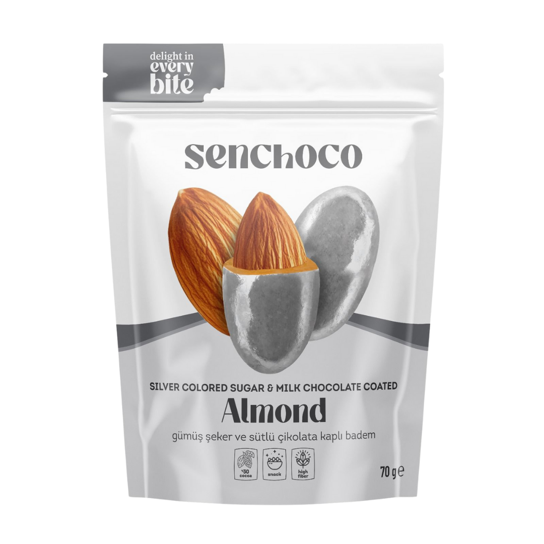 Gerçek Gümüş Şeker ve Sütlü Çikolata Kaplı Badem